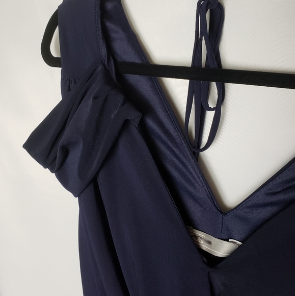 NWT Asos Tall Cold Shoulder Drape Dress Navy 4 - Picture 7 of 11